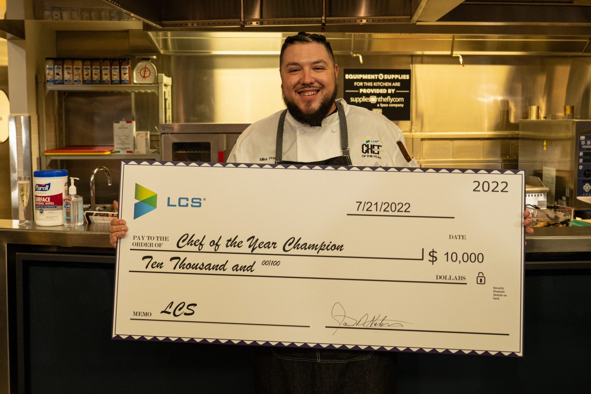 Chef of the year award check of $10,000