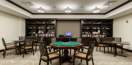 Community game room with poker table