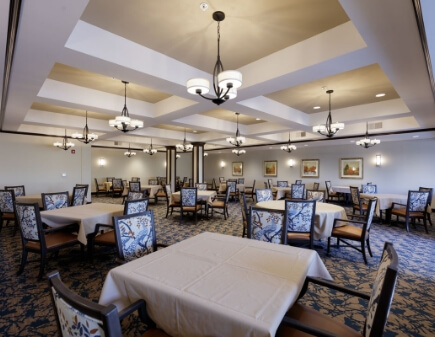 Spacious dining room decorated elegantly