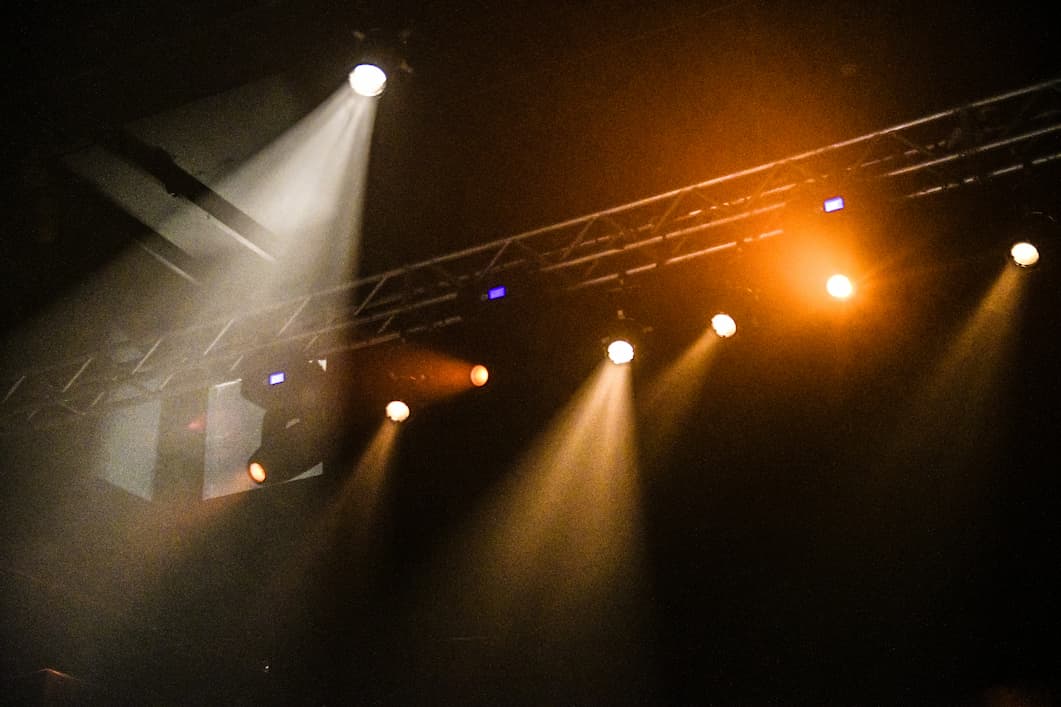 view of stage lights shining bright