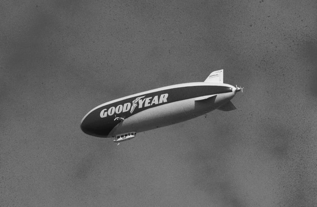 Goodyear blimp over chicago skies