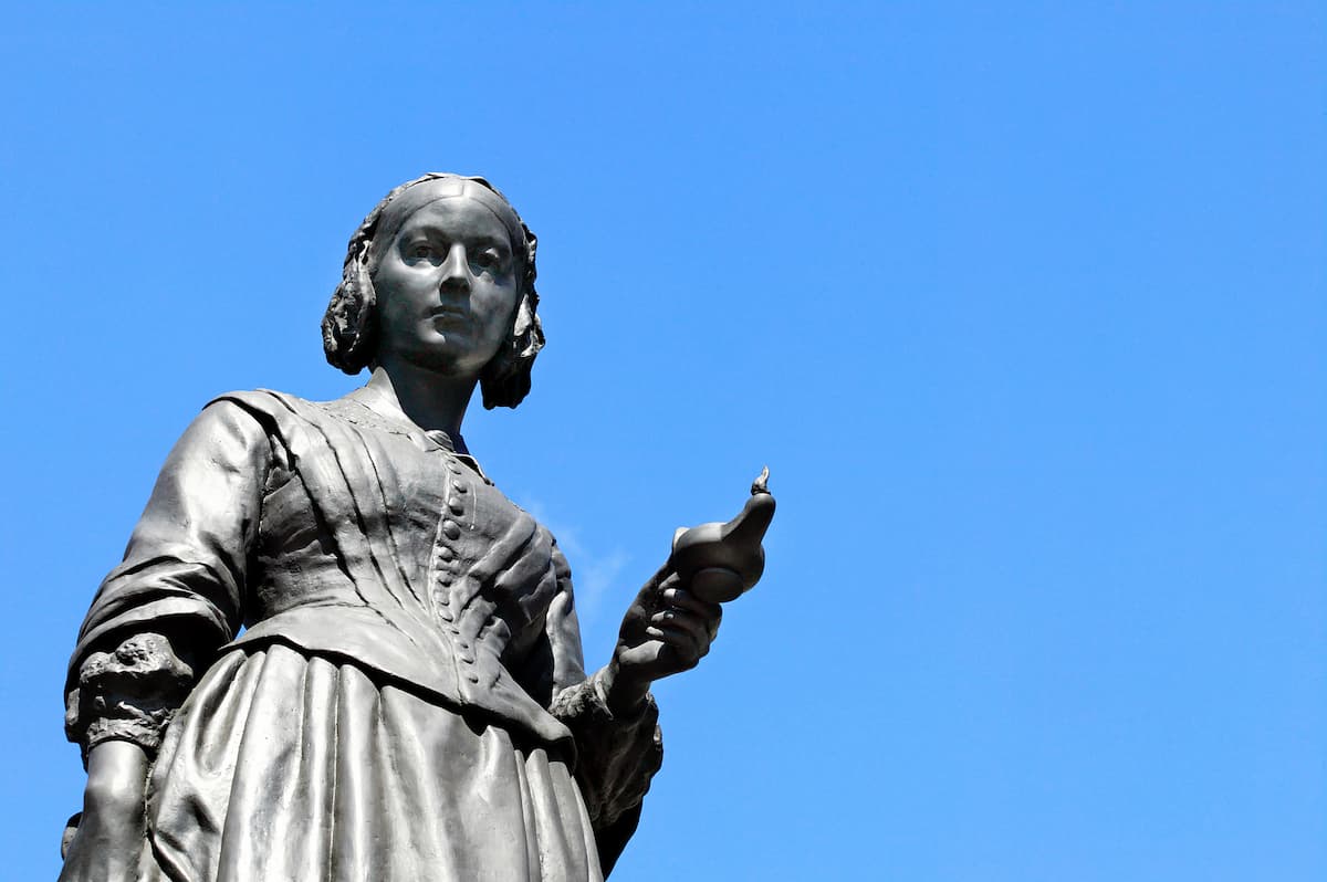 Florence Nightingale statue from below