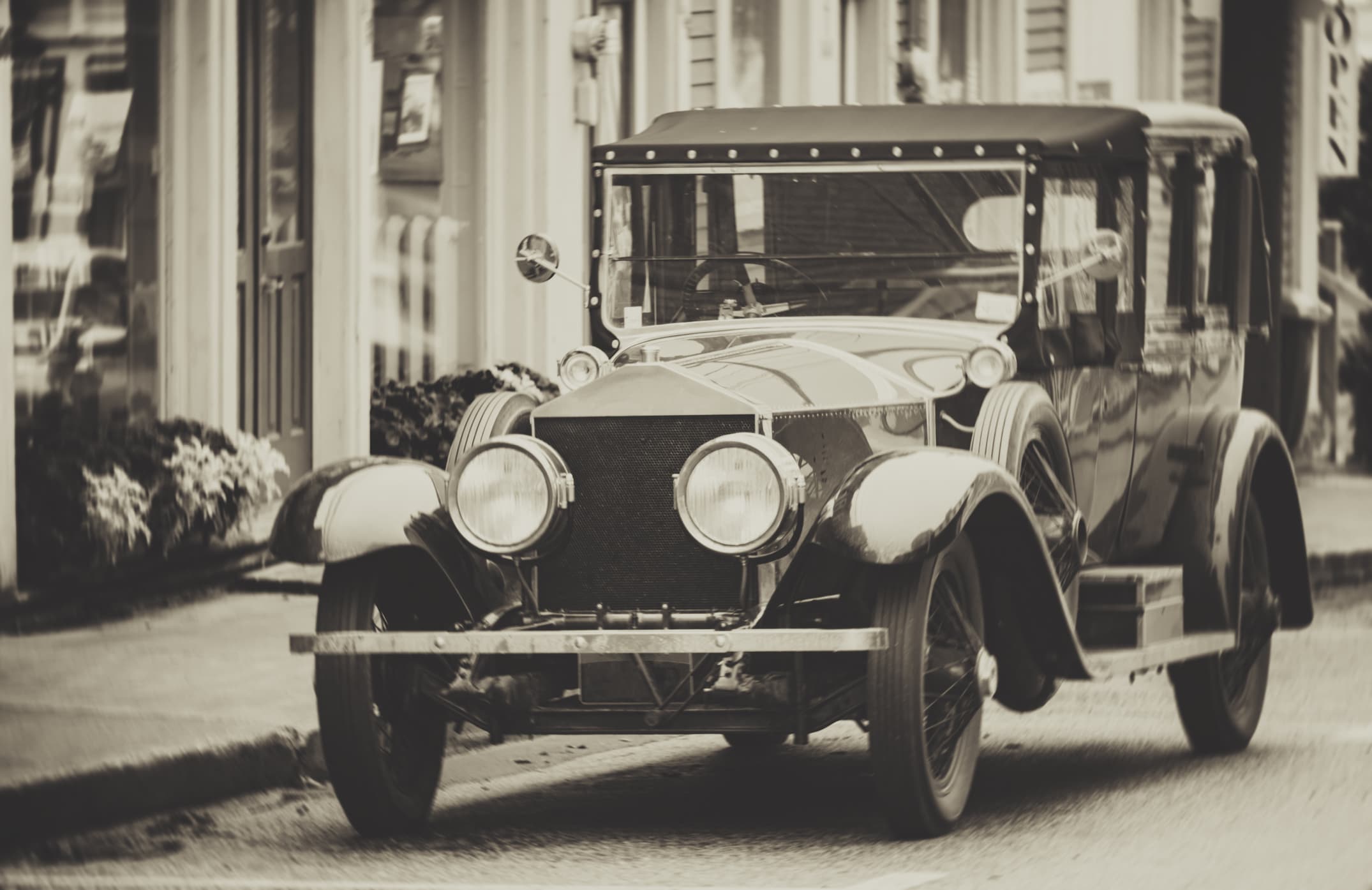 Vintage car in black and white