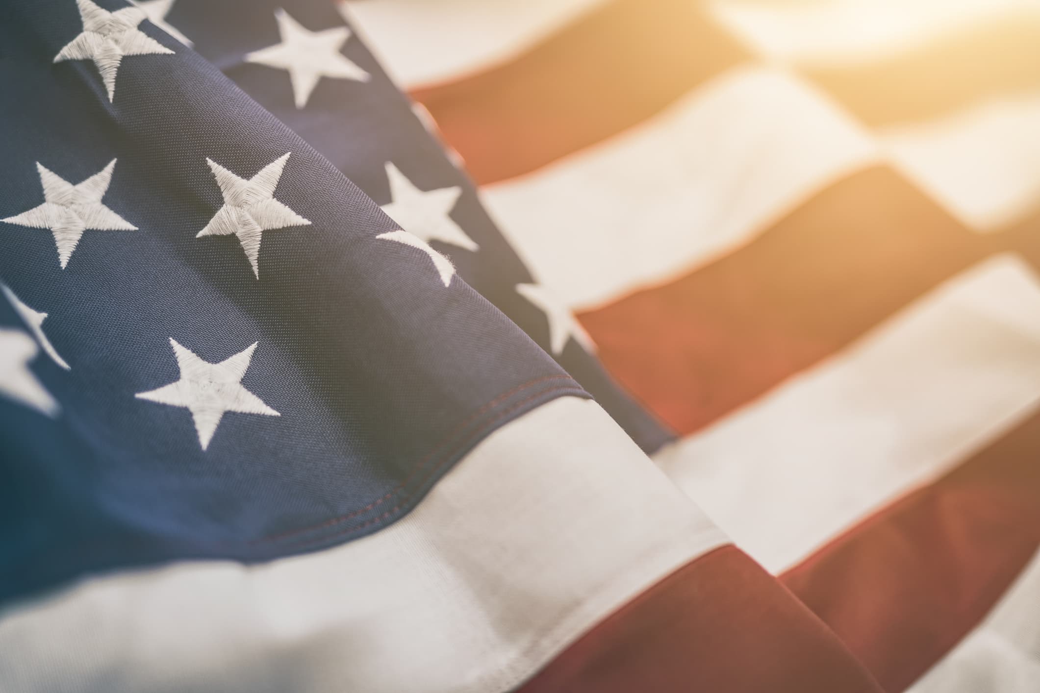 Close up of waving American flag