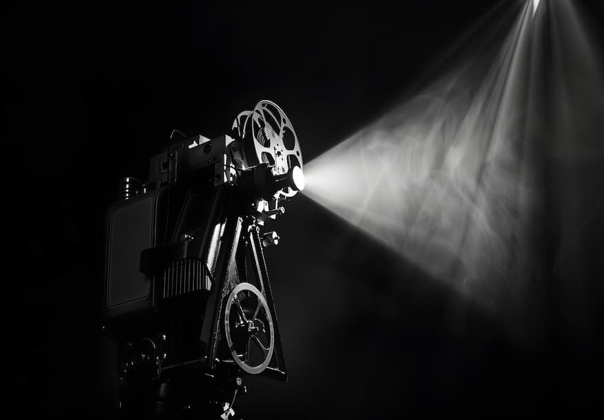 old-timey film player casting light