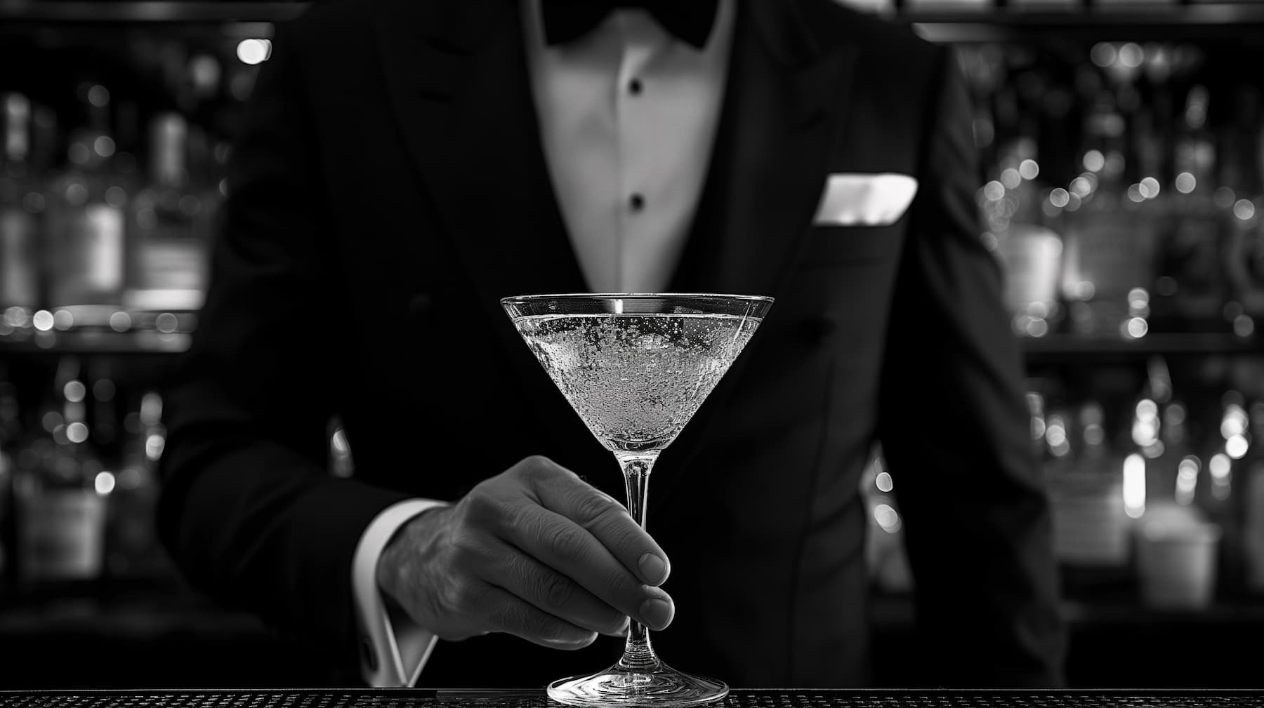Close up of bartender with martini